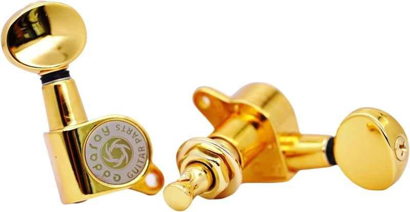 Eddaray Store 6 Inline Vintage Guitar Machine Heads - 1:15 Gear Ratio Sealed Tuning Key Pegs Tuners with Oval Shaped Button Replacement(E-1006, Gold) - Image 3